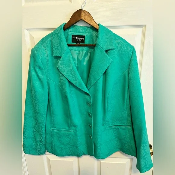 SAG HARBOR AQUA GREEN 5 BUTTON LINED LONG SLEEVES TWO FRONT POCKETS PLUS 24 W - Picture 6 of 13